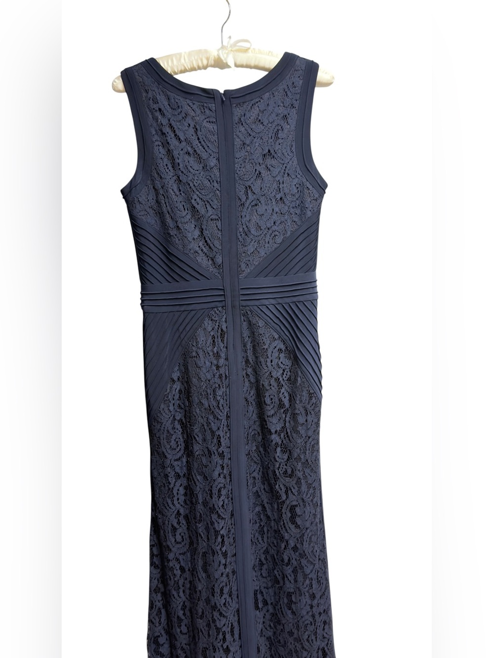 Betsy & Adam Navy Blue Lace Sleeveless MOB Formal Dress Evening Gown Size 14 - Picture 5 of 6
